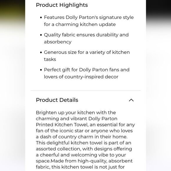 Dolly Parton Kitchen Floral Guitar & Sweet Tea Print Kitchen Towels - Picture 6 of 9